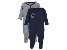 Name It dark sapphire natdragt (2-pak) med elefant blå og stribet